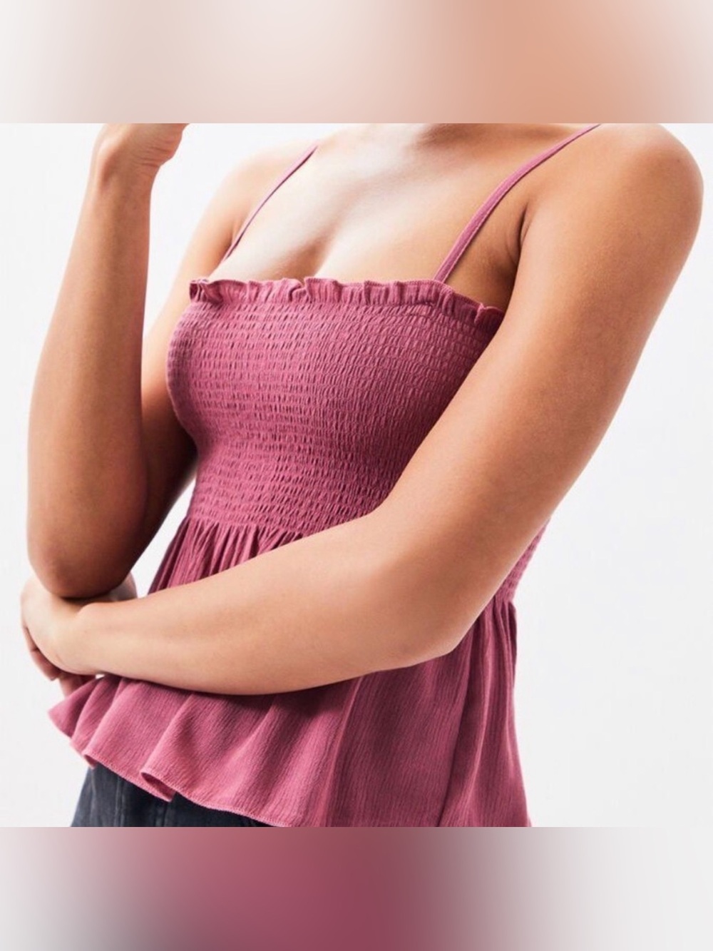 Pacsun L.A Hearts Pink Smocked Babydoll  Tank, size Small